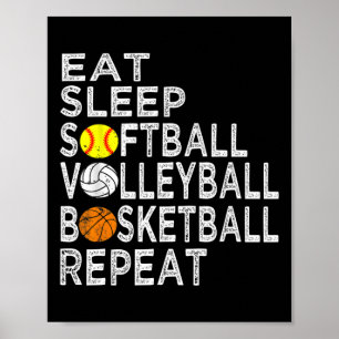 Poster Diversão Coma Dormir Moleque Volleybyll Bysketbyll
