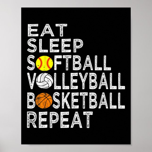 Poster Diversão Coma Dormir Moleque Volleybyll Bysketbyll (Frente)