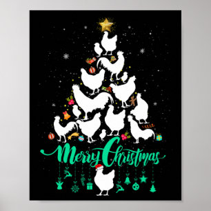 Poster Diversão de Árvore de Frango de Natal de feliz de