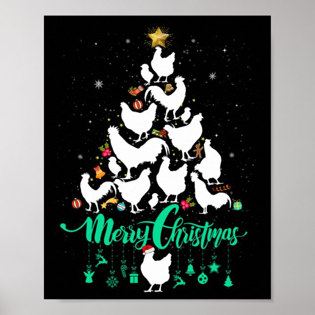 Poster Diversão de Árvore de Frango de Natal de feliz de  (Frente)