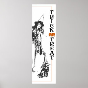 Poster Diversão de Halloween   Truque de Bruxas e Gatos 