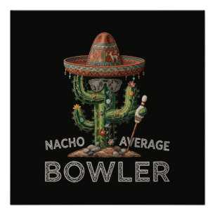 Póster Diversão de Jogador de Boliche Não Mediana