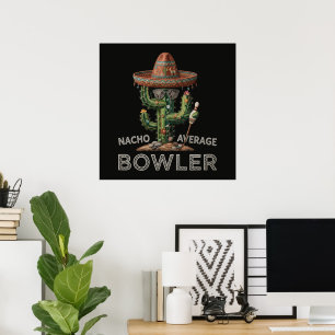 Poster Diversão de Jogador de Boliche Não Mediana
