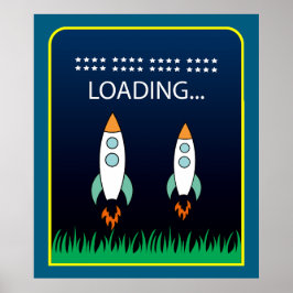 Poster Diversão de lançamento de foguetes preenchida, col