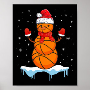 Poster Diversão de Papais noeis de basquete de Natal Snow