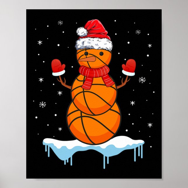 Poster Diversão de Papais noeis de basquete de Natal Snow (Frente)