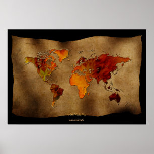 Poster Diversão Decorativa "Ye Olde Worlde Map" Art Poste