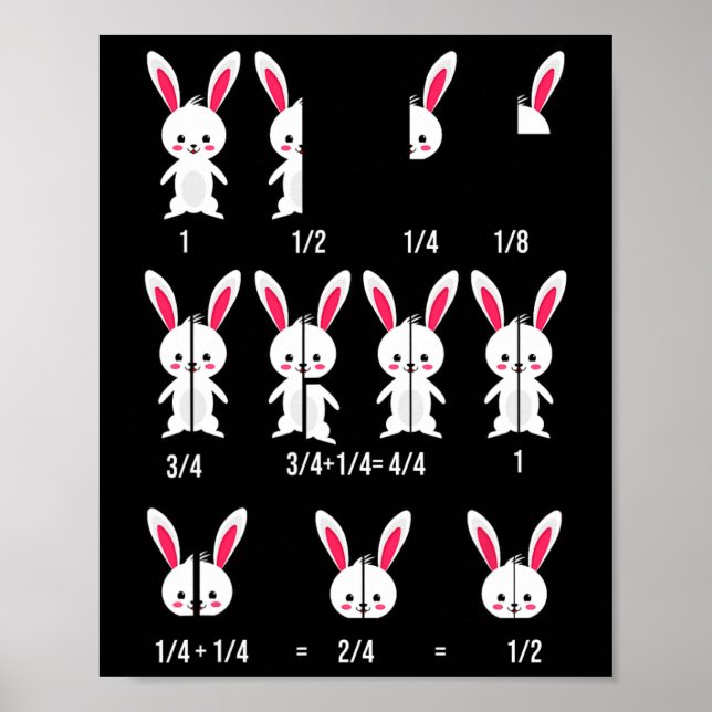 Poster Diversão do Coelho de Páscoa com Frações - Design  (Frente)
