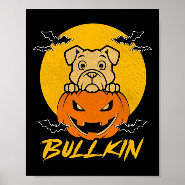 Poster Diversão do Halloween Bulhdog Halloween Pumpkin Co (Frente)