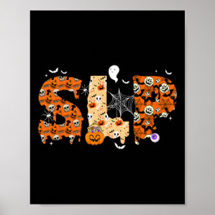 Poster Diversão do Halloween Figurume Pumpkin Fall Skelet