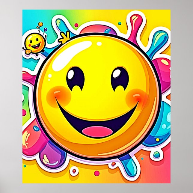 Poster Diversão Emoji Feliz Splashy (Frente)