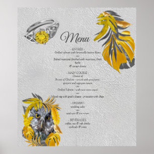 Poster Diversão Expressiva em Folhas de Amarelo e Cinza