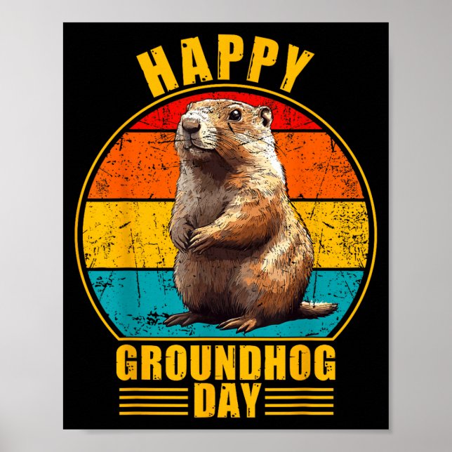 Poster Diversão Feliz Dia do Groundhog 2025 Decorações Re (Frente)