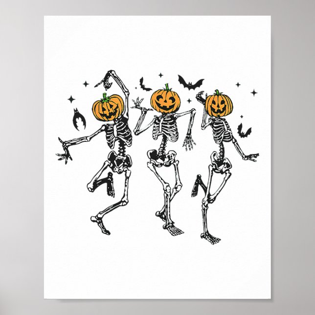 Poster Diversão Halloween Pumpkin Dancing Skeleton Costum (Frente)
