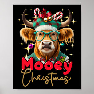 Poster Diversão Highland Cow Mooey Christmas Scottish Fam