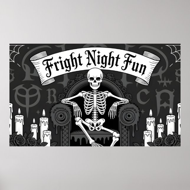 Poster Diversão na Noite de Terror: Design do Esqueleto n (Frente)