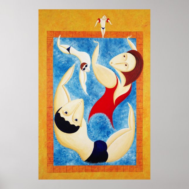 Póster Diversão na piscina (Frente)