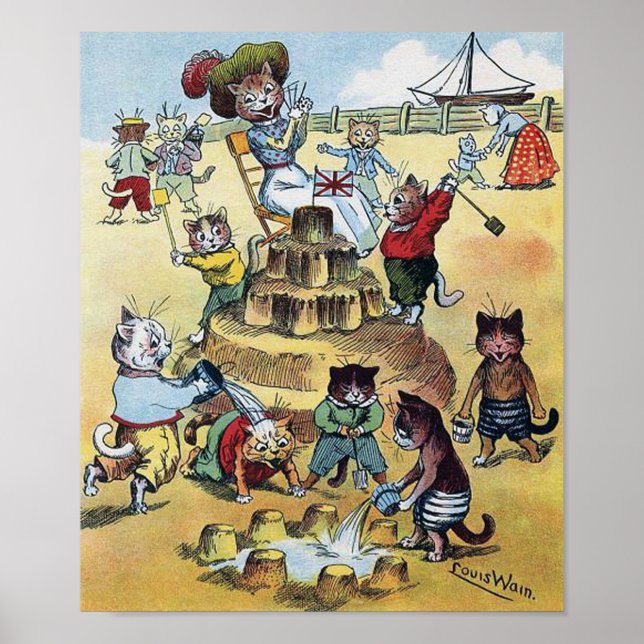 Poster Diversão na Praia, Louis Wain (Frente)