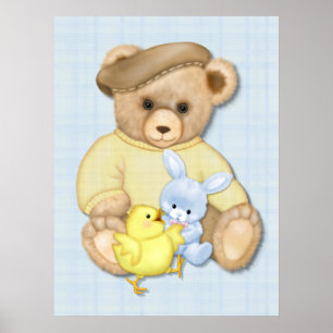 Poster Diversão no Berçário do Menino Urso de Pelúcia