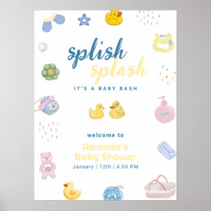 Poster Diversão Pato de Borracha Hora do Banho Chá de Beb