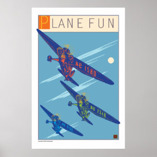 Poster Diversão Plane-Impressão