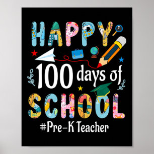 Poster Diversão Pré-k De Professores 100º Dia Da Escola