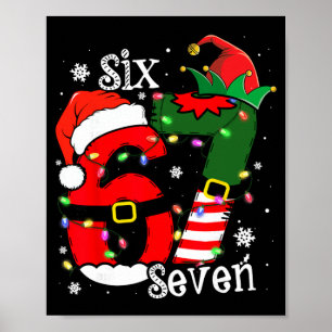 Poster Diversão Seis Sete 67 Meme 6 7 Elfo Papai Noel Nat