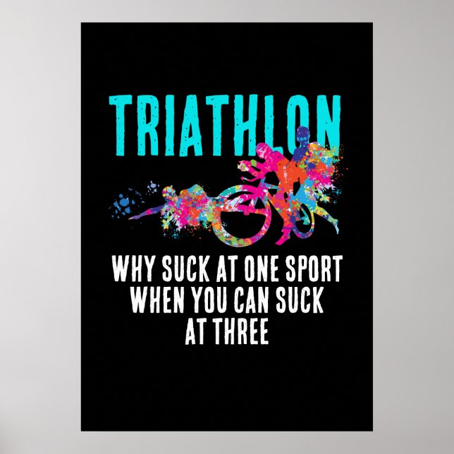 Poster Diversão Triathlon Quote Magenta E Turquesa Esplas (Frente)