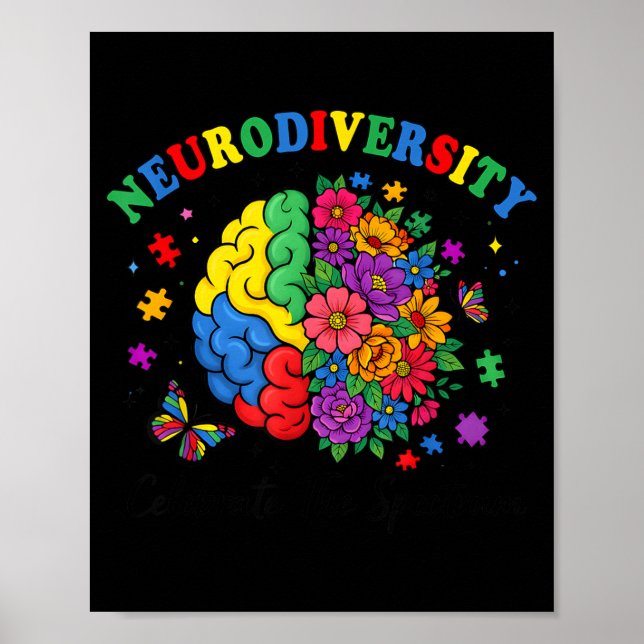 Poster Diversidade Neurocérebro Conscientização Autismo T (Frente)