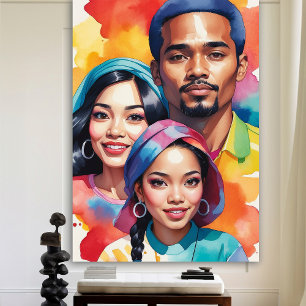 Poster Diversidade Pessoas-Multicultura Pop Colorida