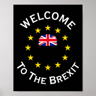 Poster Divertida União Europeia Amarela Azul Bem-vindo ao