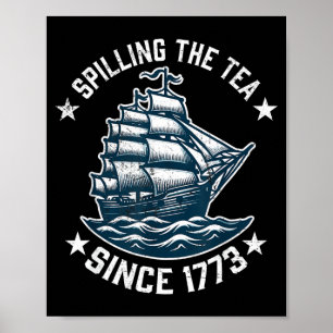 Poster Divertido 4 de Julho Derramando o Chá Desde 1773