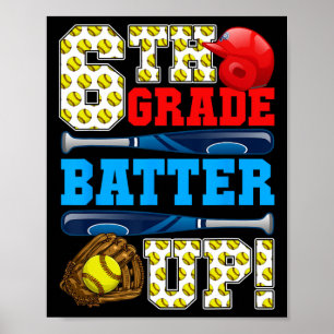 Poster Divertido 6º ano Rebater Softbol Primeiro Dia De S