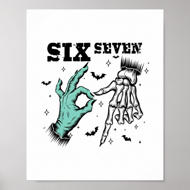 Poster Divertido 67 Meme Esqueleto Assustador Seis Sete G (Frente)