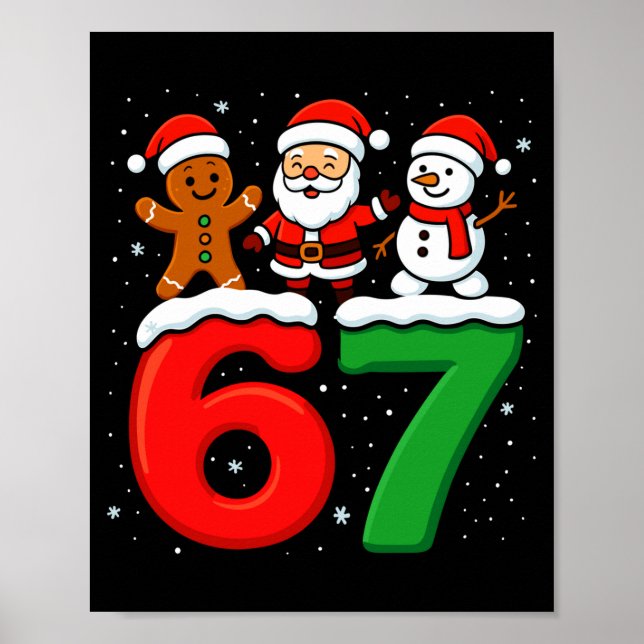 Poster Divertido 67 Meme Natal Seis Sete Papai Noel Bonec (Frente)