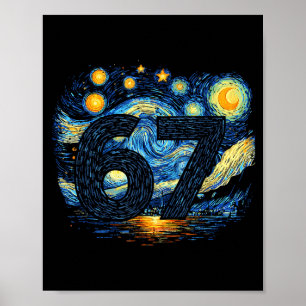 Poster Divertido 67 Meme Seis Sete Arte Estelar Noturna 