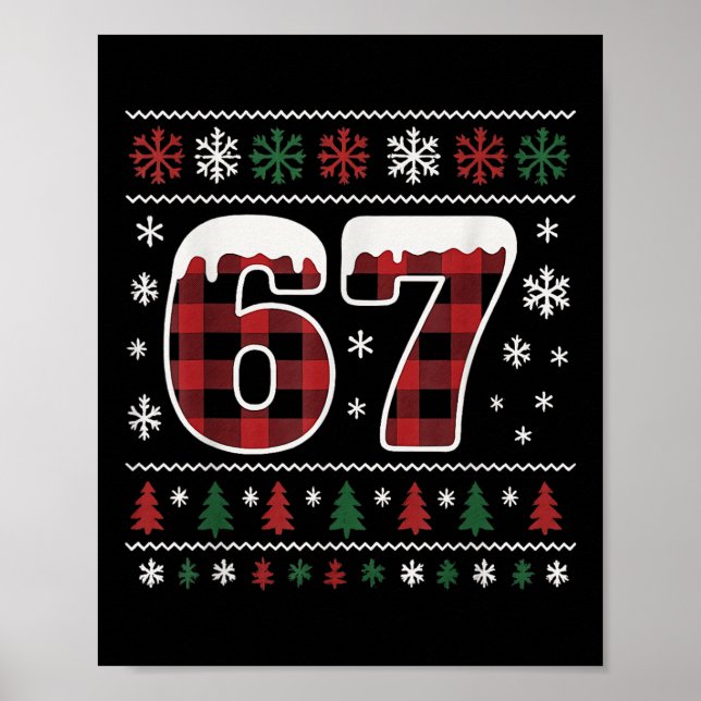 Poster Divertido 67 Seis Sete Meme Brainrot Cringe Natal  (Frente)