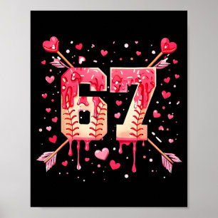 Poster Divertido 6 7 Número de Seta de Beisebol Derretend