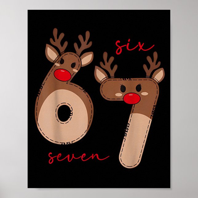 Poster Divertido 6 7 Seis Sete Meme Natal Rena Gen Al (Frente)