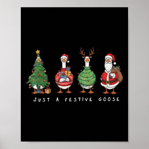 Poster Divertido Apenas Um Ganso Festivo Papai Noel Rena
