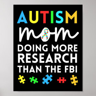 Poster Divertido Autismo Mãe Fazendo Mais Pesquisa Para A