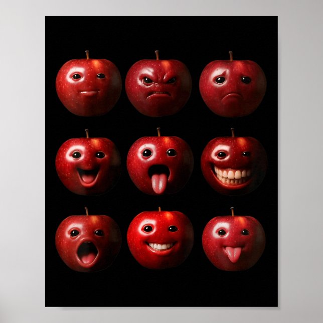 Poster Divertido Bobo Ai Maçã Gen Z Meme Rot Cerebral Hum (Frente)