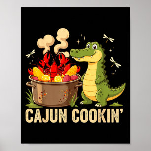 Poster Divertido Cajun Louisiana Cozido Jacaré Lagostim M