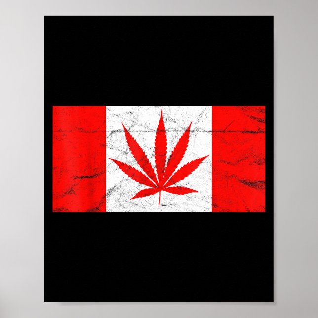 Poster Divertido Canadá & Folha de Maconha! Nova Bandeira (Frente)