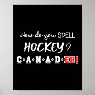 Poster Divertido Canadá Hockey Eh Ortografia Canadense