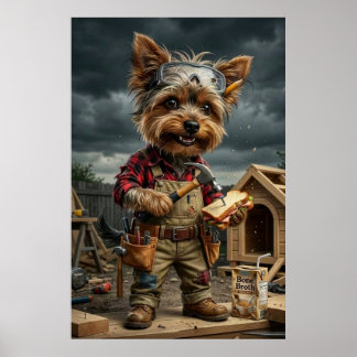Poster Divertido de Construtor Yorkie – Divertido