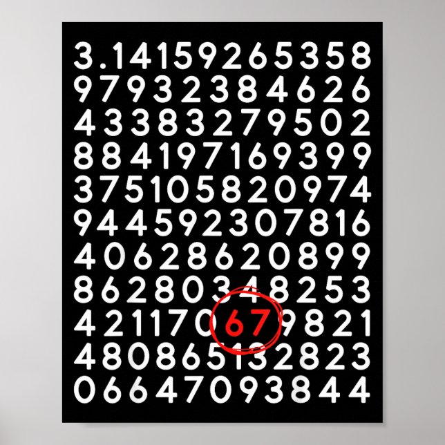 Poster Divertido dia 67 3.14 número seis sete meme matemá (Frente)