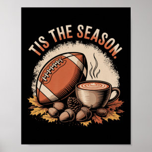 Poster Divertido É a Temporada Outono Futebol Aconchegant