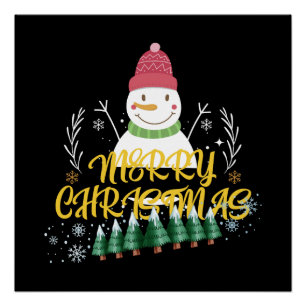 Póster Divertido e colorido design de desejo de Natal