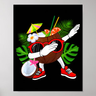 Poster Divertido fazendo dabbing coco fruta tropical aman